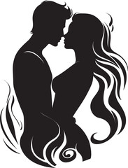 Sweet Surrender Loving Duo Logo Design Loves Embrace Emblem of Romantic Kiss