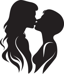 Whispering Hearts Vector Icon of Tender Embrace Celestial Kiss Loving Couple Logo