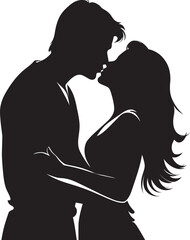 Celestial Harmony Loving Couple Icon Romantic Symphony Vector Design of Passionate Kiss