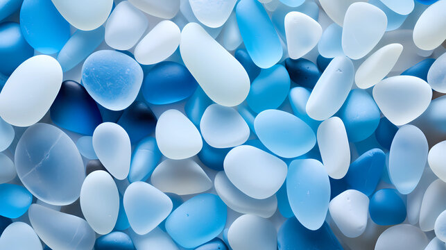 seaglass in blue and white colors