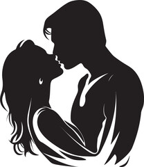 Celestial Connection Vector Logo of Loving Kiss Romantic Symphony Iconic Kissing Couple Emblem