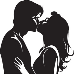 Passionate Union Vector Emblem of Tender Kiss Eternally Yours Loving Duo Icon