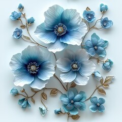 Blue flowers, paper flowers