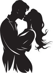 Blissful Connection Vector Design of Passionate Kiss Endless Embrace Emblem of Kissing Couple
