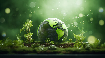 Obraz na płótnie Canvas green planet earth, earth, globe, planet, world, map, green, nature, environment, ecology, sphere, eco, global, leaf, vector, grass, tree, concept, icon, plant, illustration, environmental, business, 
