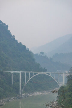 Beautiful view of coronation bridge on Teesta river.This bridge was built in british era and now a heritage of India.