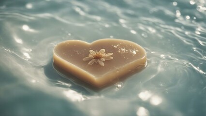 Fototapeta premium heart shaped soap A soap sud design, showing the creativity and the beauty of water. The sud is arranged in a heart 