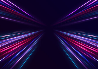 Abstract background in blue and purple neon glow colors. Vector blue glowing lines air flow effect. Speed connection background.	 - obrazy, fototapety, plakaty
