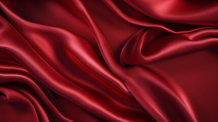 Fototapeta premium Dark red silk satin background, silk, satin, fabric, textile, texture, material, red, cloth, smooth, shiny, luxury, wave, velvet, pattern, decoration, soft, backdrop, drapery, backgrounds, valentine, 