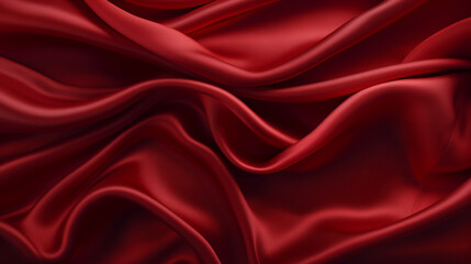 Fototapeta premium Dark red silk satin background, silk, satin, fabric, textile, texture, material, red, cloth, smooth, shiny, luxury, wave, velvet, pattern, decoration, soft, backdrop, drapery, backgrounds, valentine, 