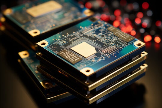 Data storage technologies quantum storage device. A stack of data storage devices laying on top of one another. Processor plates, hard drive,