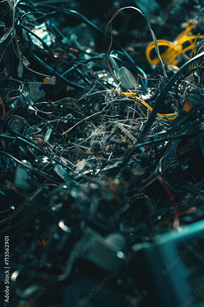 Poster A pile of wires and scissors sitting on top of a table. Versatile image for various uses