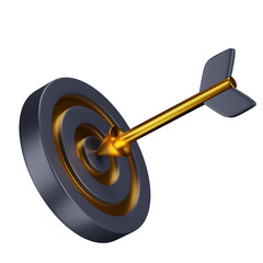 3d icon. a close up of a red target with an arrow in the center