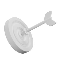 3d icon. a close up of a red target with an arrow in the center