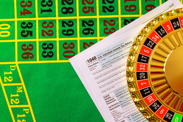 Taxes must be paid on money won in casinos during tax period by completing Form 1040