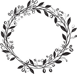 Natures Knot Leaf Wedding Doodle Wreath Vector Icon Dreamy Green Circlet Whimsical Wedding Logo Design - obrazy, fototapety, plakaty
