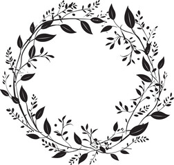 Elegant Foliage Vows Vector Icon for Leafy Wreath Wreathed in Love Whimsical Wedding Logo Design