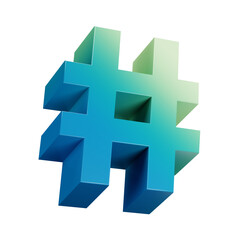 a hash symbol on a white background, hashtags, logo for a social network, no gradients, not isometric, 3 d icon for mobile game