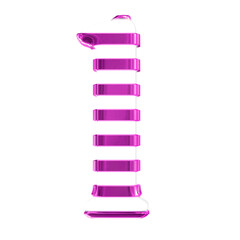 White symbol with purple thin horizontal straps. letter l