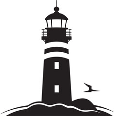 Harbor Watchtower Lighthouse Icon in Elegant Design Guiding Star Emblem Nautical Lighthouse Vector