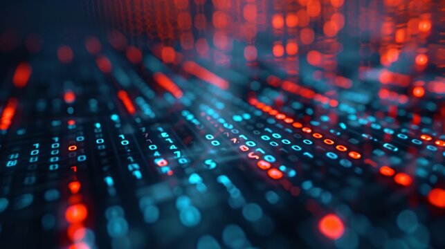 Abstract background featuring random parts of binary software programming code