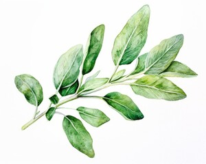 Fototapeta premium Watercolor Aquarelle of Sage on a White Background