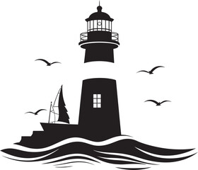 Coastal Watch Sentinel Lighthouse Logo in Vector Seafaring Illumination Nautical Logo Design