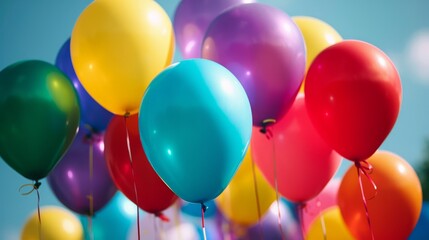Balloons in a happy and colorful group