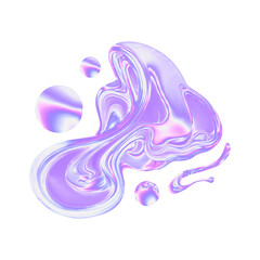 Futuristic Flow Holographic Shapes 3D Element