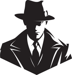 Underworld Elegance Mafia Suit and Hat Emblem Dapper Don Icon Vector Logo of Mafia Boss in Suit