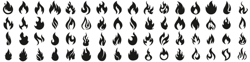 Fire icon vector set. Fire flame symbol. Flame icon collection. - obrazy, fototapety, plakaty