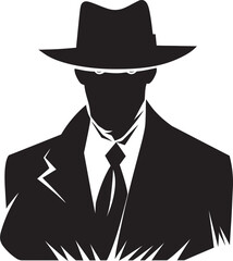 Criminal Couture Suit and Hat Vector Icon Mobster Magnificence Emblem of Mafia Elegance