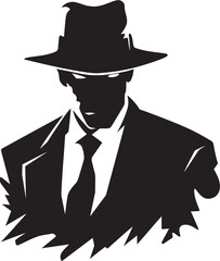 Mobster Monarchy Mafia Suit and Hat Logo Noir Nobility Vector Emblem of Mafia Elegance