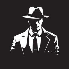 Gangland Garb Suit and Hat Icon in Vector Syndicate Sovereignty Mafia Logo Emblem