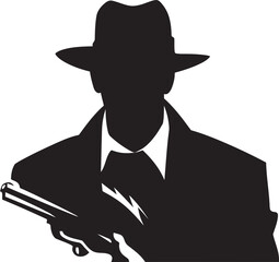 Mobster Elite Suit and Hat Logo Design Organized Crime Overture Mafia Vector Icon