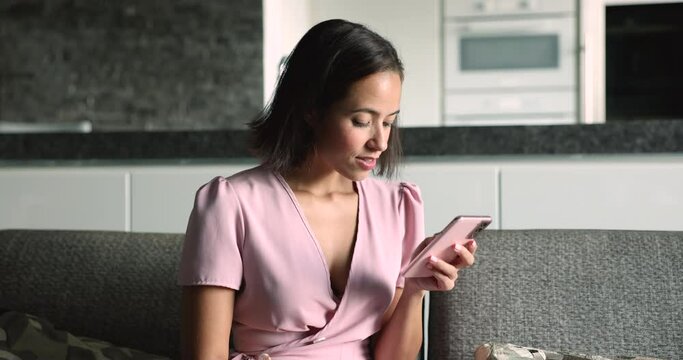 Debit card fraud, data breaches, identity theft. Woman try to pay through e-banking app, faced up with problem, hold card, enter data feels stressed due to scam or lack of money unsuccessful e-payment