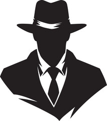 Mobster Elite Suit and Hat Logo Design Organized Crime Overture Mafia Vector Icon - obrazy, fototapety, plakaty