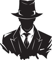 Dapper Don Icon Mafia Crest in Vector Crime Syndicate Signature Suit and Hat Logo Design