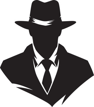 Mobster Elite Suit and Hat Logo Design Organized Crime Overture Mafia Vector Icon