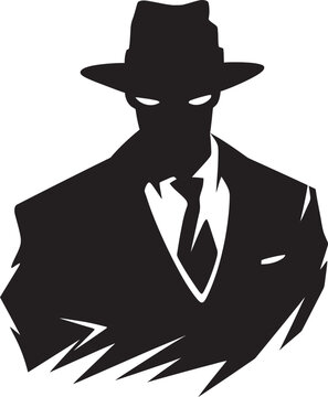Underworld Elegance Suit and Hat Symbol Dapper Don Icon Mafia Crest in Vector
