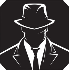 Mobster Monarchy Emblem of Mafia Elegance Noir Nobility Suit and Hat Logo Design