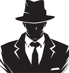 The Godfather Crest Suit and Hat Icon Sharp Dressed Shadows Mafia Logo Design