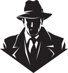 Dapper Don Icon Vector Logo of Mafia Boss in Suit Crime Syndicate Signature Suit and Hat Logo Design