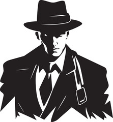 Noir Nobility Vector Emblem of Mafia Elegance Sartorial Syndicate Suit and Hat Icon in Vector