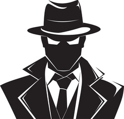 Sharp Dressed Shadows Mafia Logo Design Tailored Tyranny Vector Icon of Mafia Boss Attire