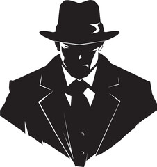 Mobster Monarchy Mafia Suit and Hat Logo Noir Nobility Vector Emblem of Mafia Elegance