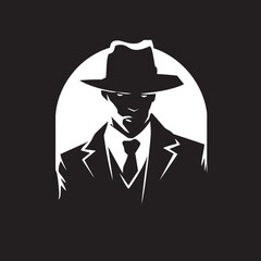 Crime Boss Attire Suit and Hat Emblem The Dons Signature Mafia Vector Icon