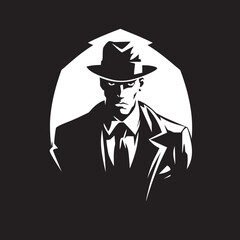 Gangland Garb Suit and Hat Icon in Vector Syndicate Sovereignty Mafia Logo Emblem