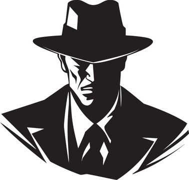 Mafia Monogram Suit and Hat Emblem Design Dapper Don Dynasty Mafia Logo in Vector