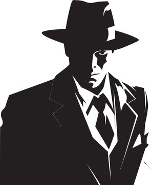 The Godfather Crest Suit and Hat Icon Sharp Dressed Shadows Mafia Logo Design